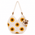 Sac Cabas Crochet Tournesol Granny Square | Sac Laine Épaule Bandoulière