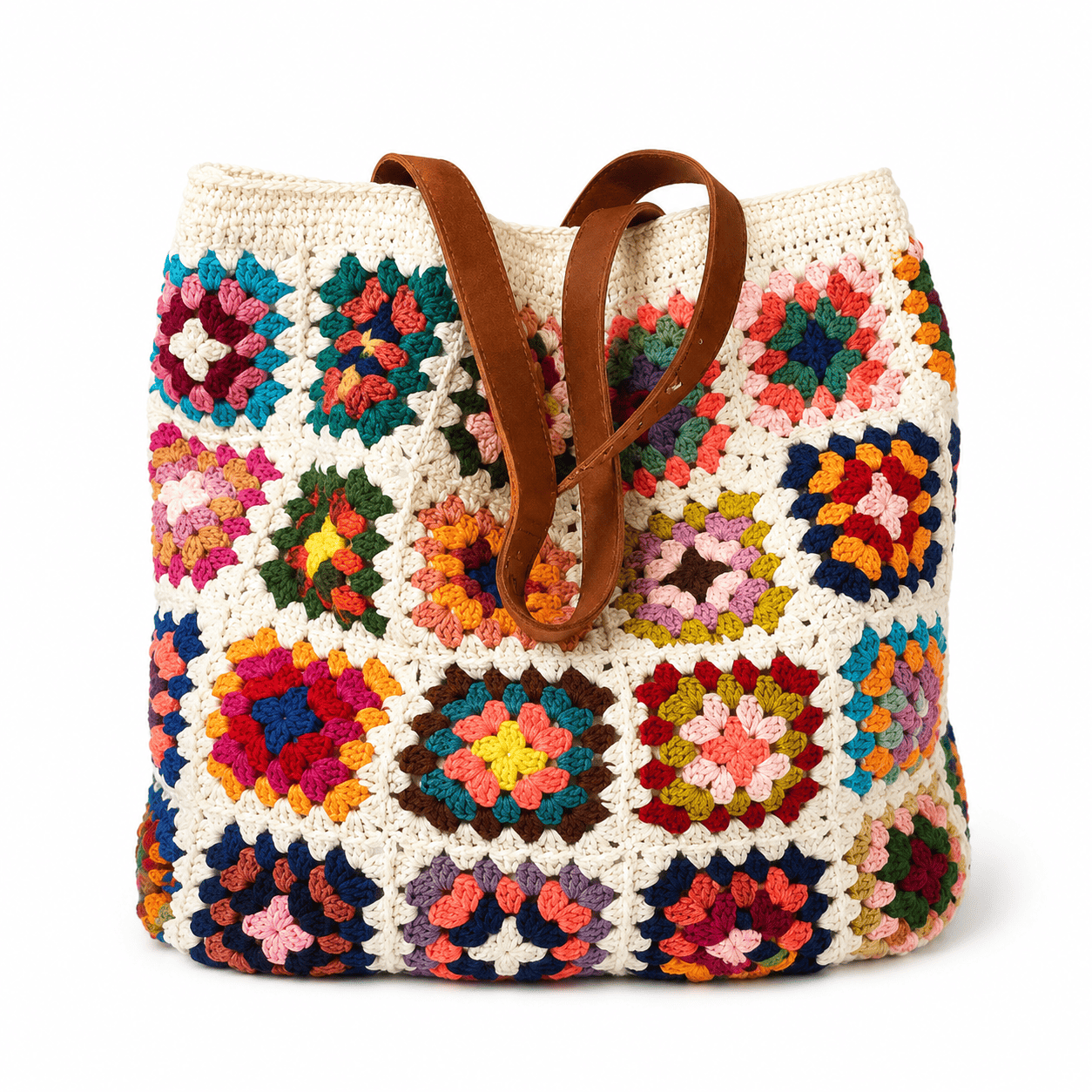 Sac Cabas Crochet Granny Square Boho | Sac Coton Épaule Femme